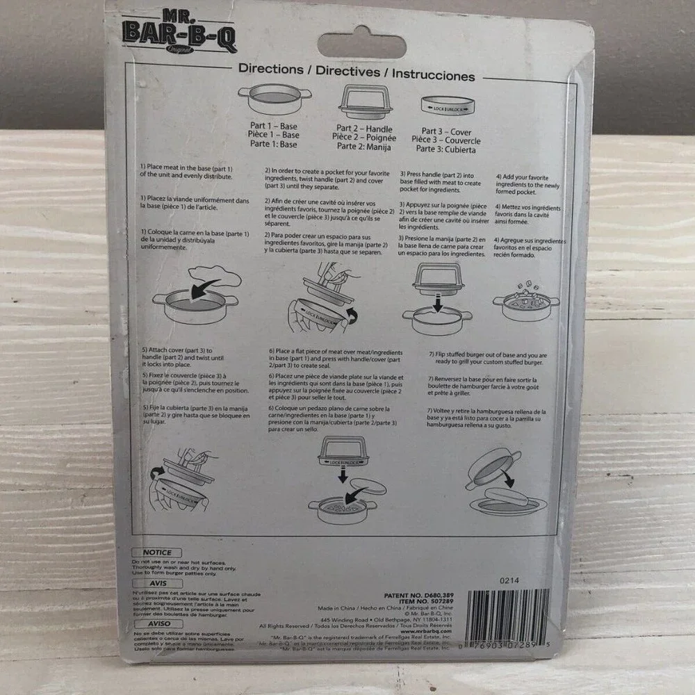 NEW! ONLY $6! Stuffed Burger Press Hamburger New Mr Bar-B-Q Grilling Cooking